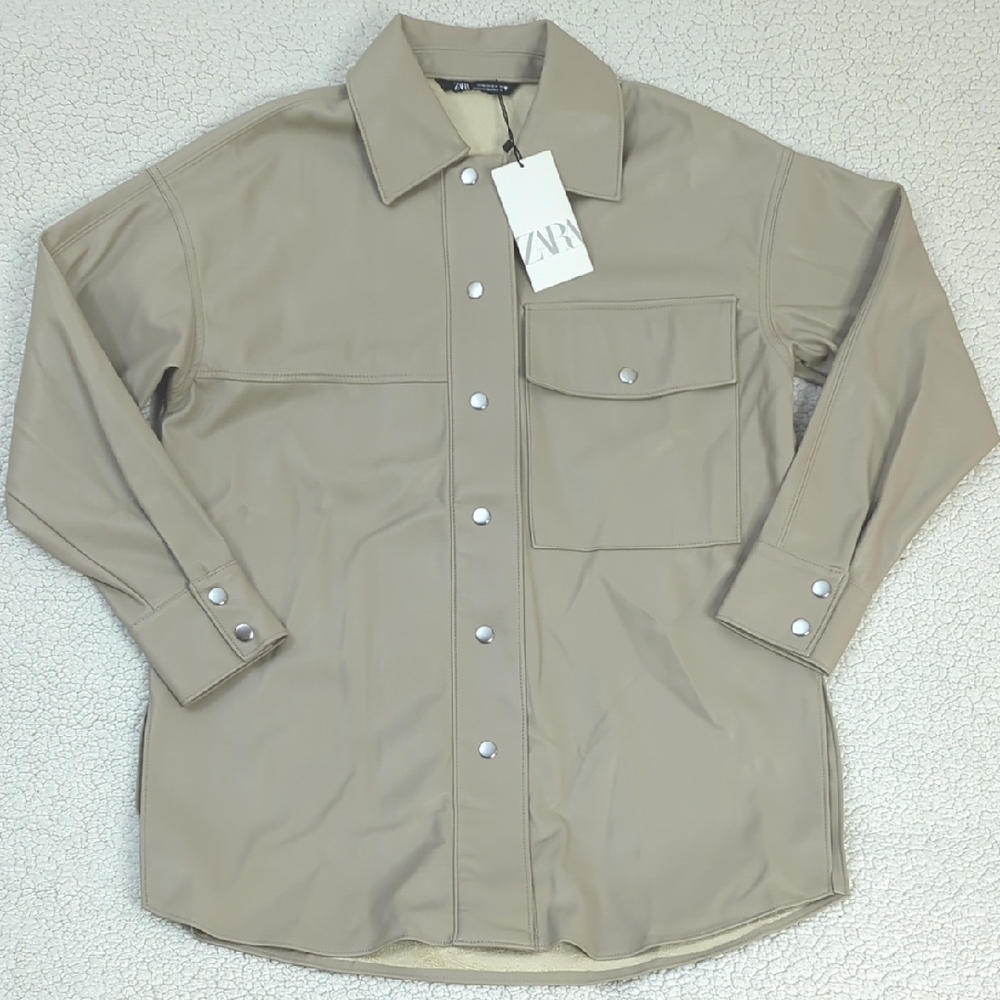 Zara Beige Leather Feel Jacket/Shirt